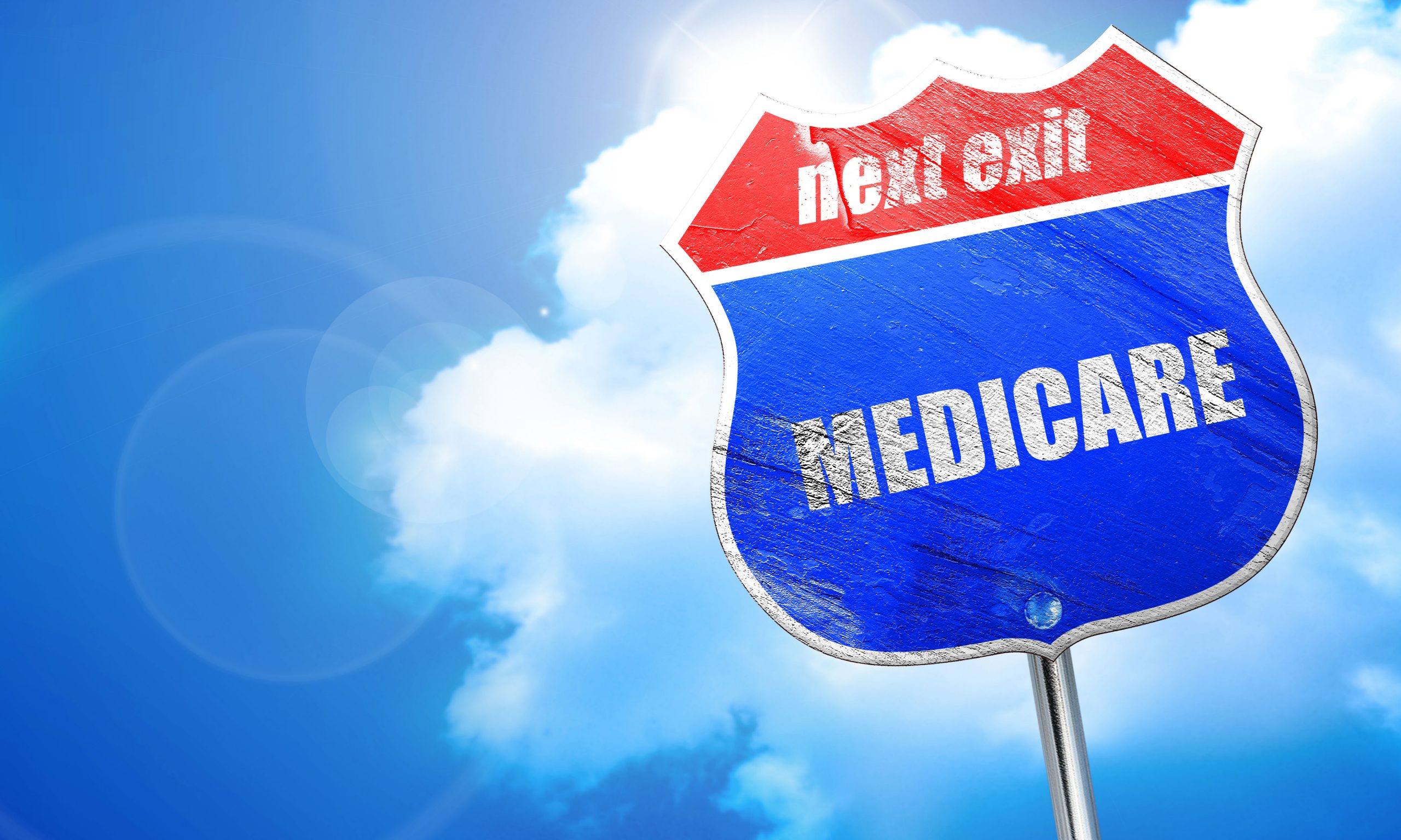 medicare, 3D rendering, blue street sign